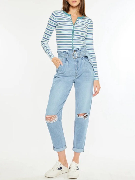 KanCan Denim - KanCan Ilena Ultra High Rise Mom Belted Medium Wash Jean Size 9/28